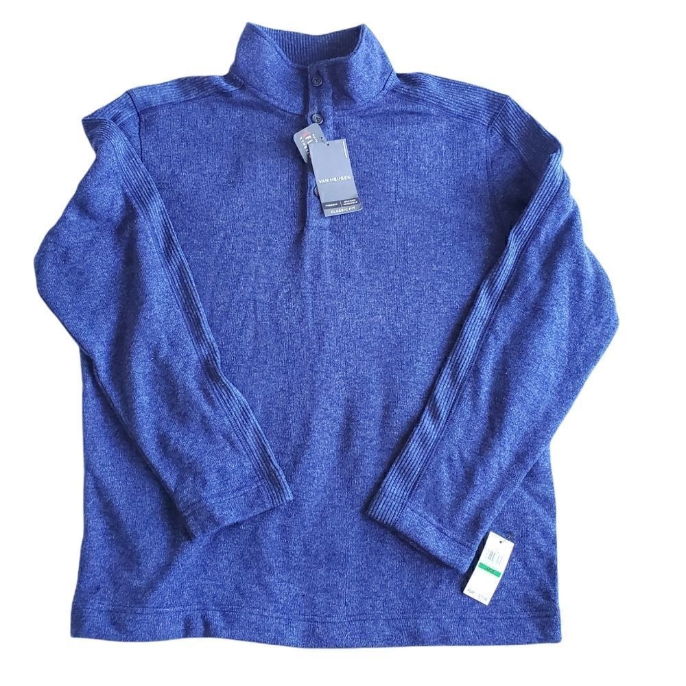 Van Heusen New With Tag Flex Stretch Thermal Mock Neck Sweater Navy
